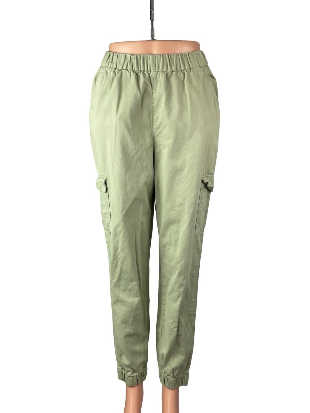 H&M Women's Green High Rise Pull On Tapered Cargo Jogger Trousers Pants Size 4